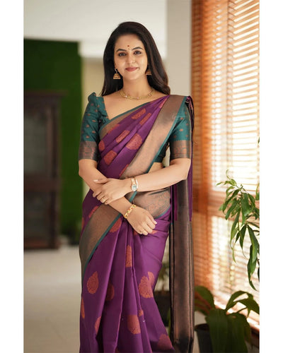 Epiphany Maroon Soft Silk Saree With Forbearance Blouse Piece