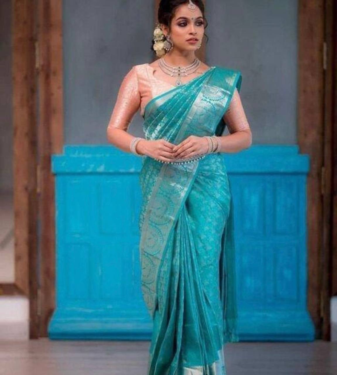 Mesmeric Blue Soft Banarasi Silk Saree With Opulent Blouse Piece