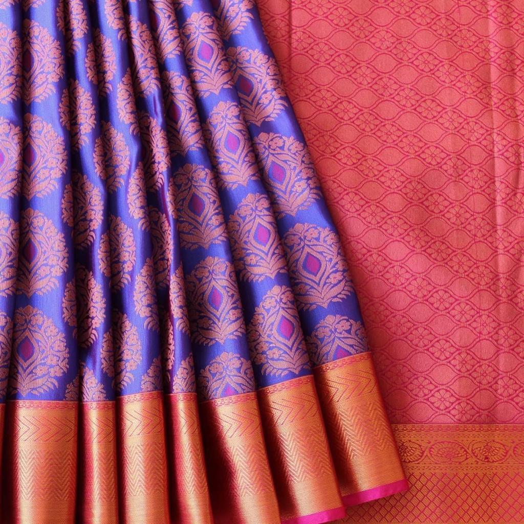 Gossamer Purple Cotton Silk Saree With Cynosure Blouse Piece